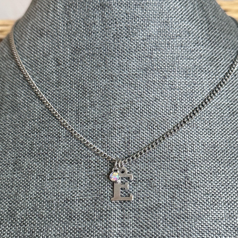 NWT Dainty Silver Letter E Initial Necklace